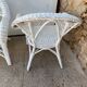 White rattan lounge set 2 armchairs and 1 bench 1 vintage coffee table from the 70s