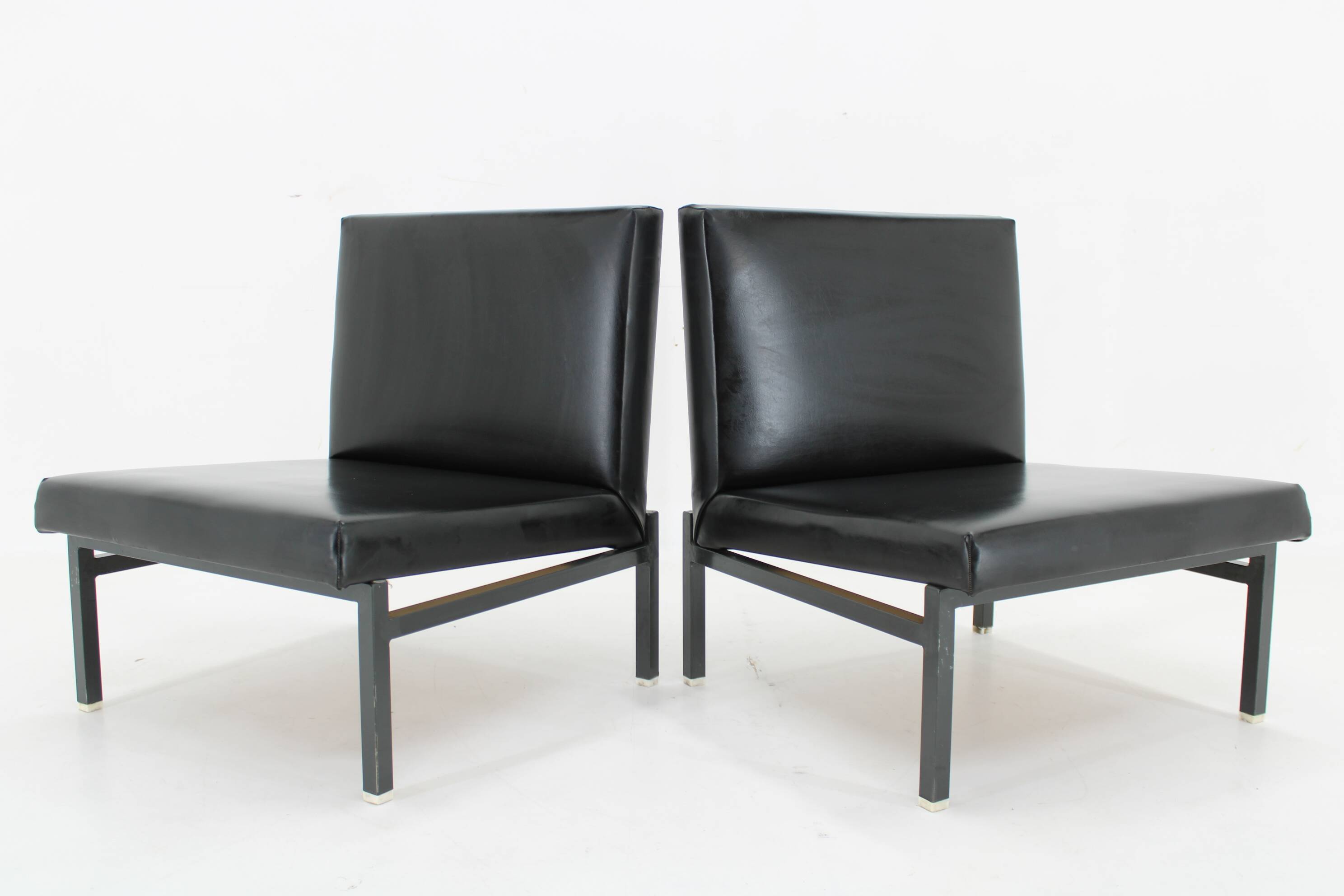 1970s Pair of Leatherette Lounge Chairs , Czechoslovakia