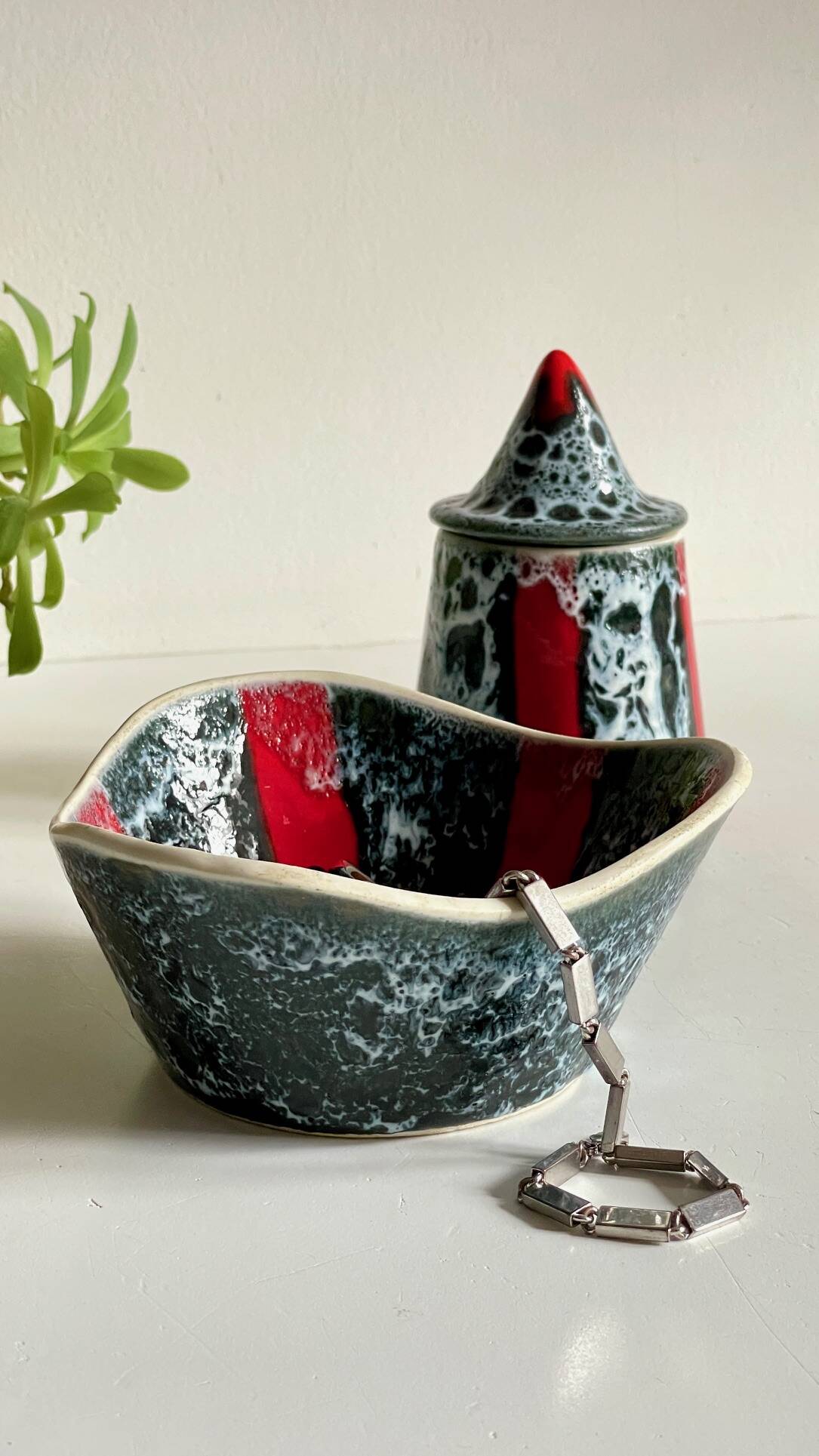 Vintage LUC VALLAURIS Ceramic Sugar Bowl