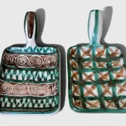 Pair of Robert Picault Ceramic Handled Trays, Vallauris, France, circa 1950