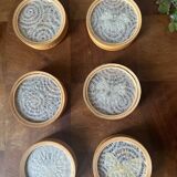 Lot de six sous verres en bambou et papillons