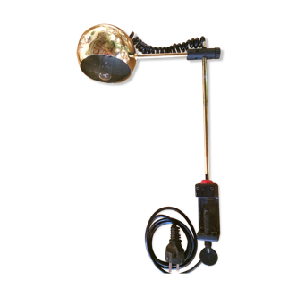 Lampe de bureau à étau en métal doré eyeball vintage