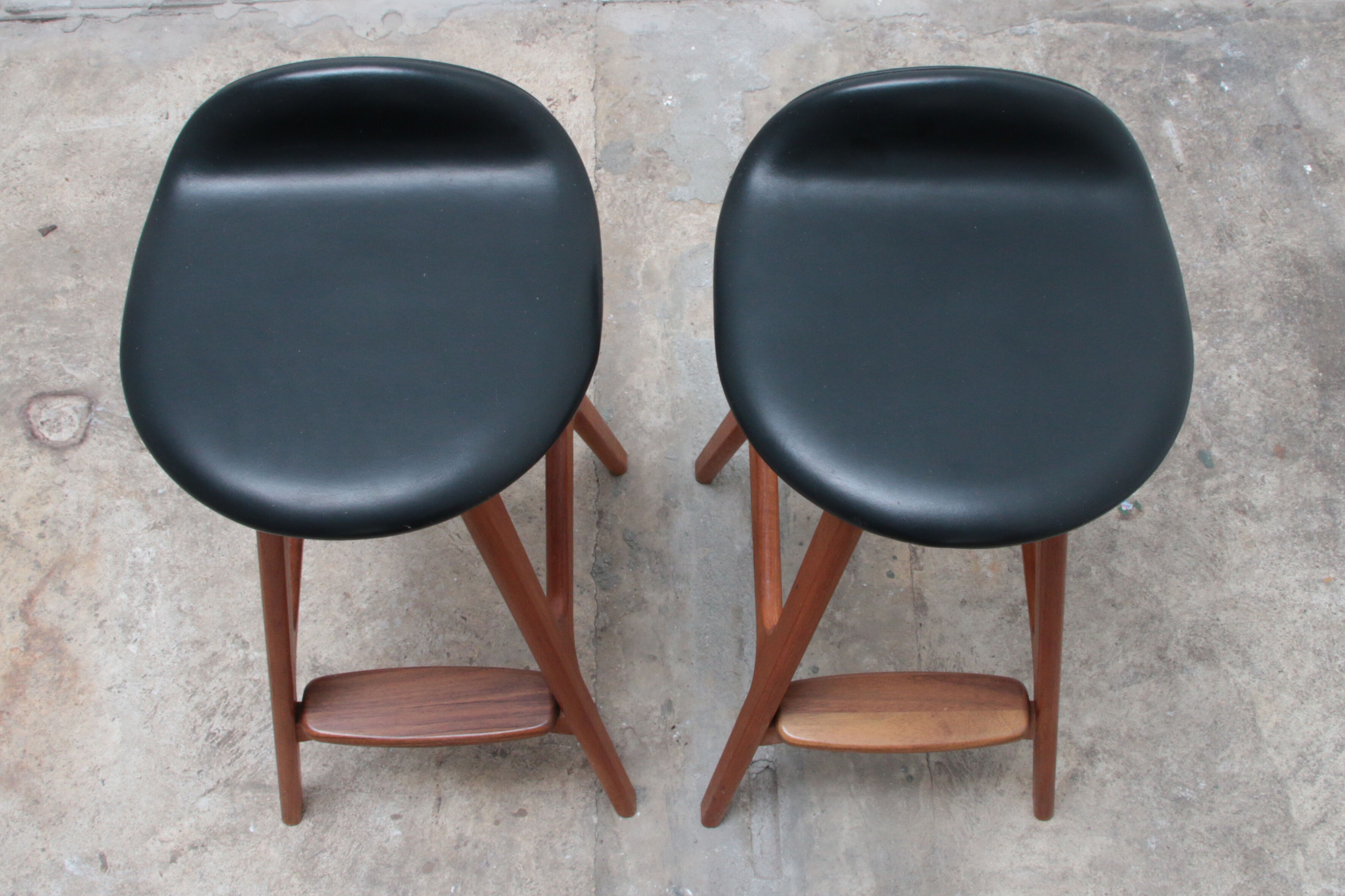 Set of two Erik Buch Teak wood bar stools 1960 Denmark