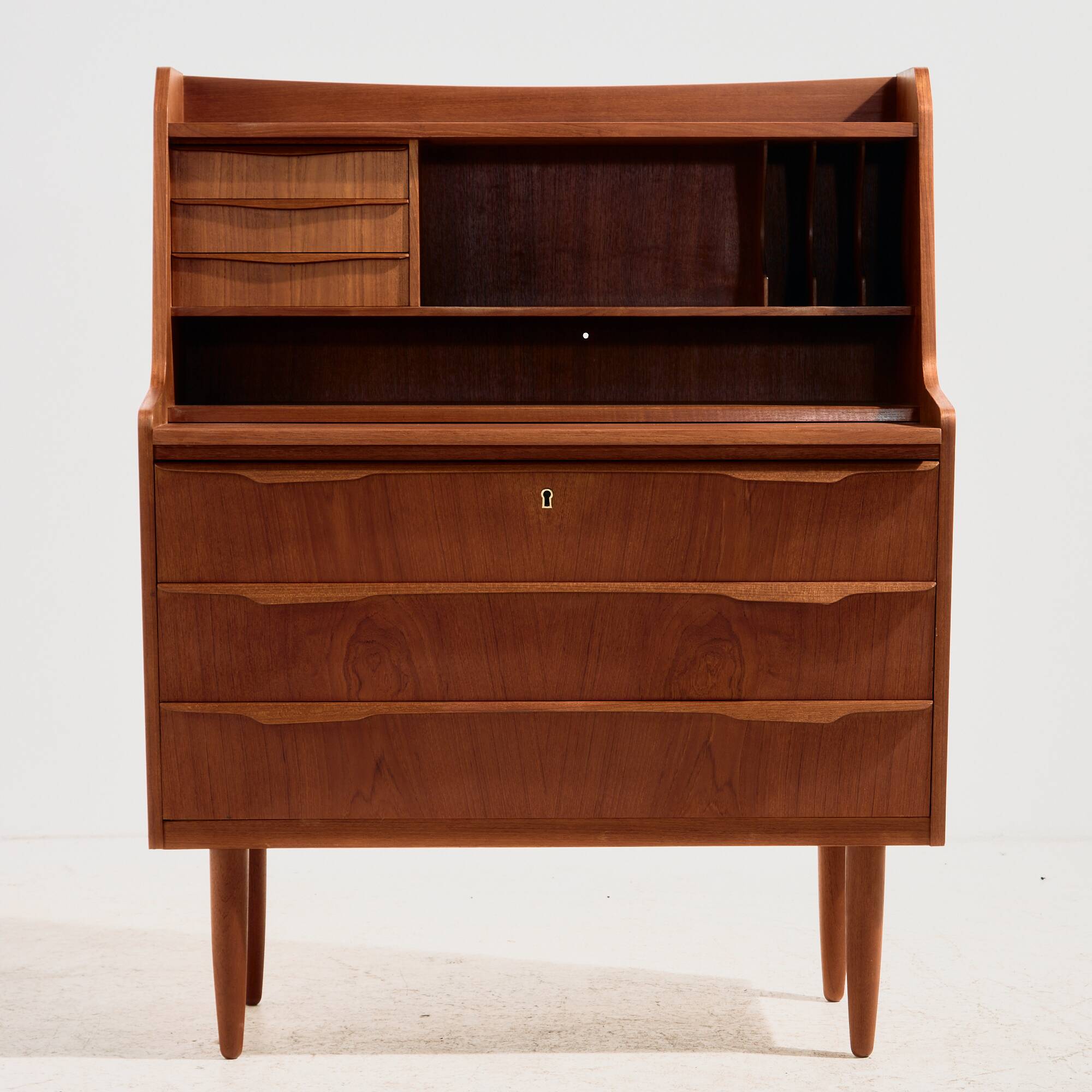 Restored teak cylinder desk