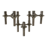 Set of three metal candle holders Nagel by Caesar Stoffi, circa 1960.