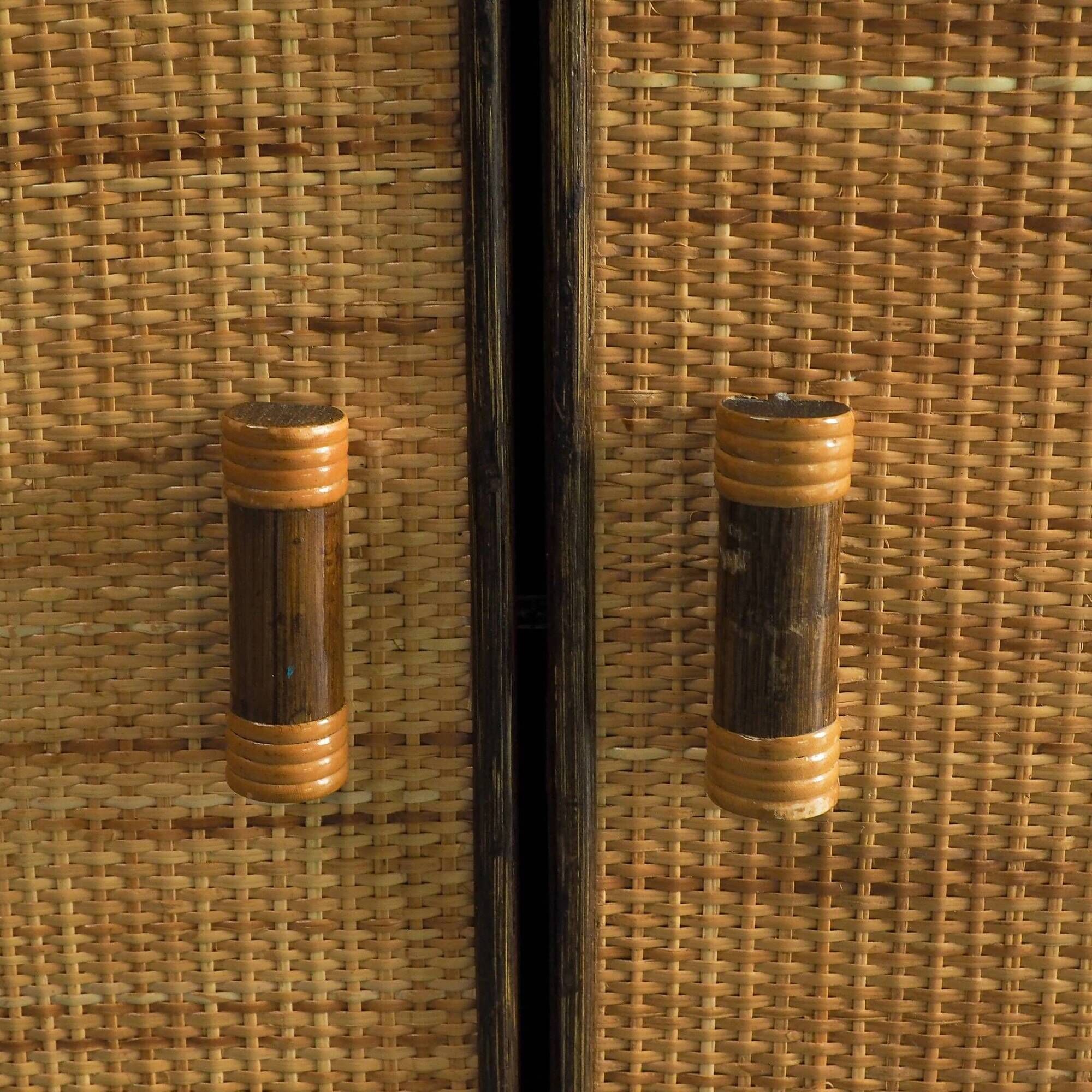 Vintage rattan & woven cane cabinet