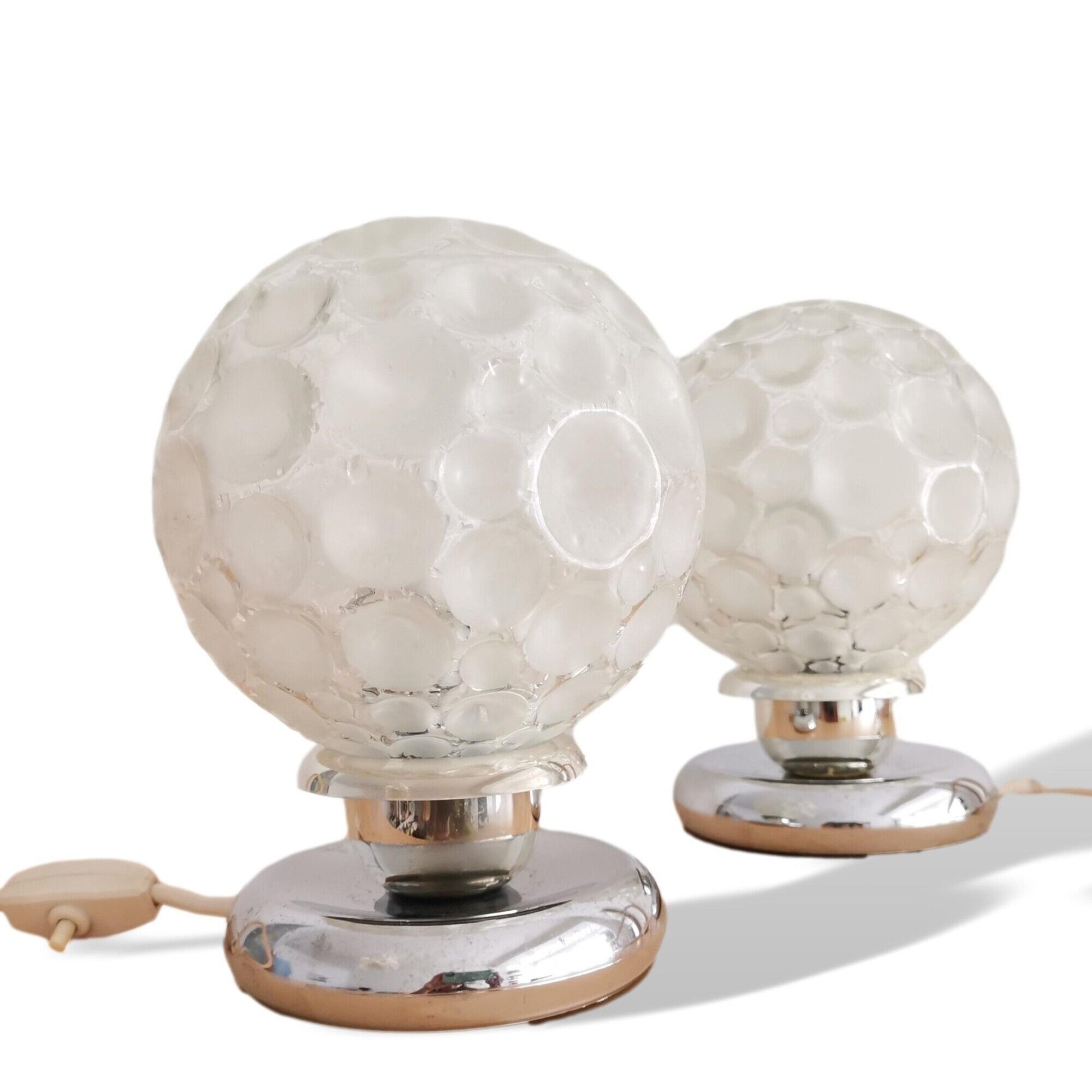 Pair of German 50s Modernisr glass table lamps by Groewe