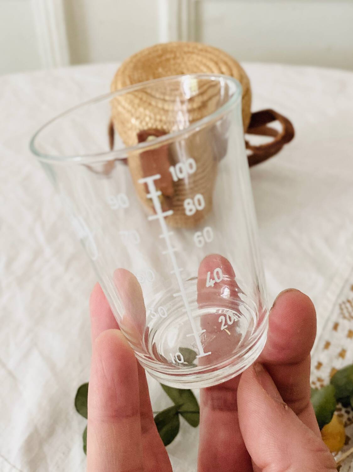 Vichy glass in its wicker case