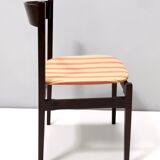 Vintage Set of Six Walnut Chairs by Gianfranco Frattini for Cassina with Stripe Patterned Orange Fab