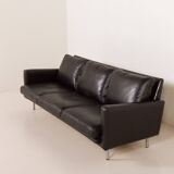 Herman Miller attr. to black leather mid century sofa