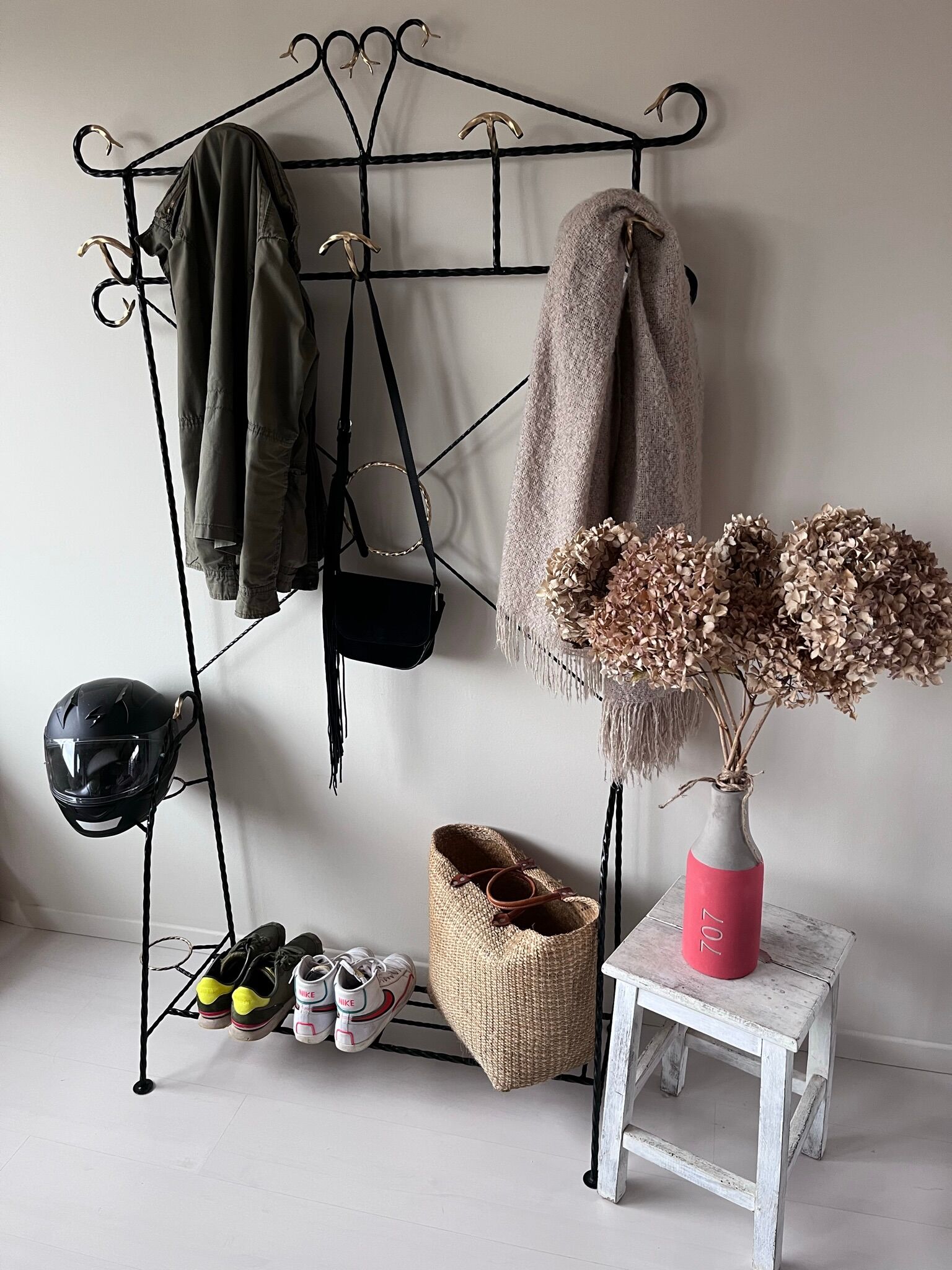 Wrought iron coat rack