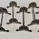 6 silver metal lion paw knife holders