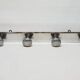 Retro vintage coat rack with 4 aluminum hooks on a wooden frame