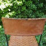 Paire de tabourets de bar en cuir vintage
