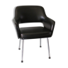 Modernist armrest chair, chrome and skai, Belgium 1960