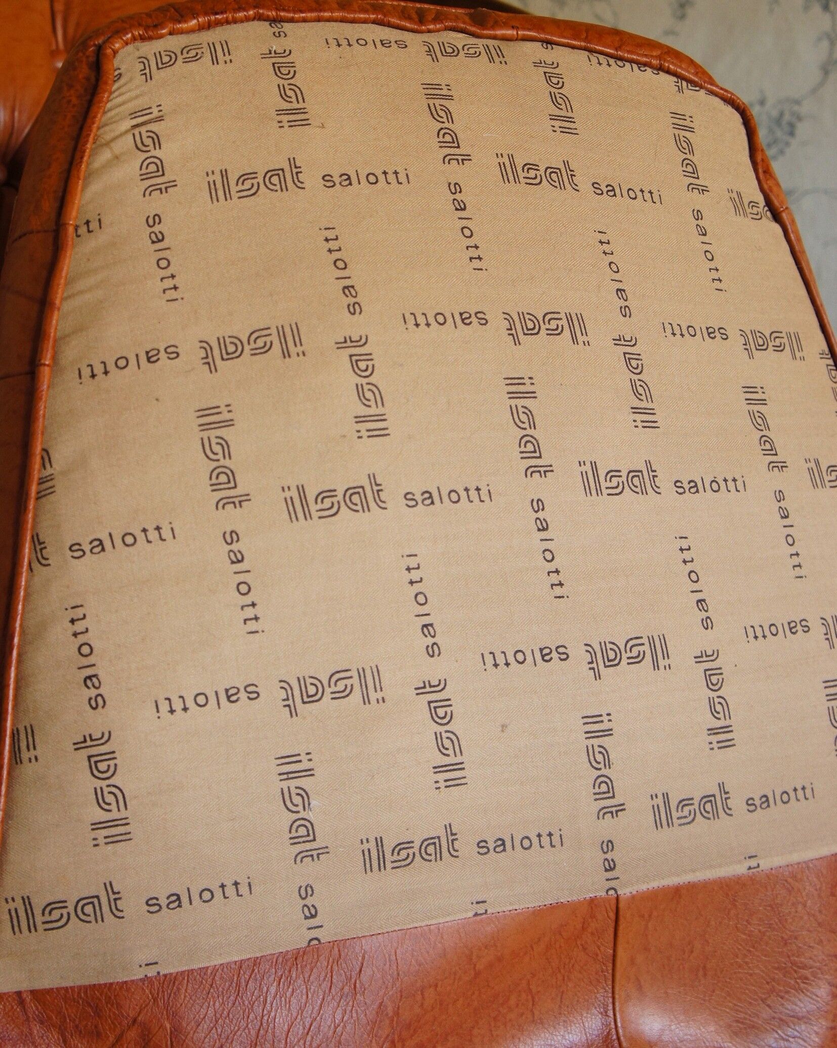 3-seater leather sofa cognac "Ilsat Salotti" Italy circa 1980