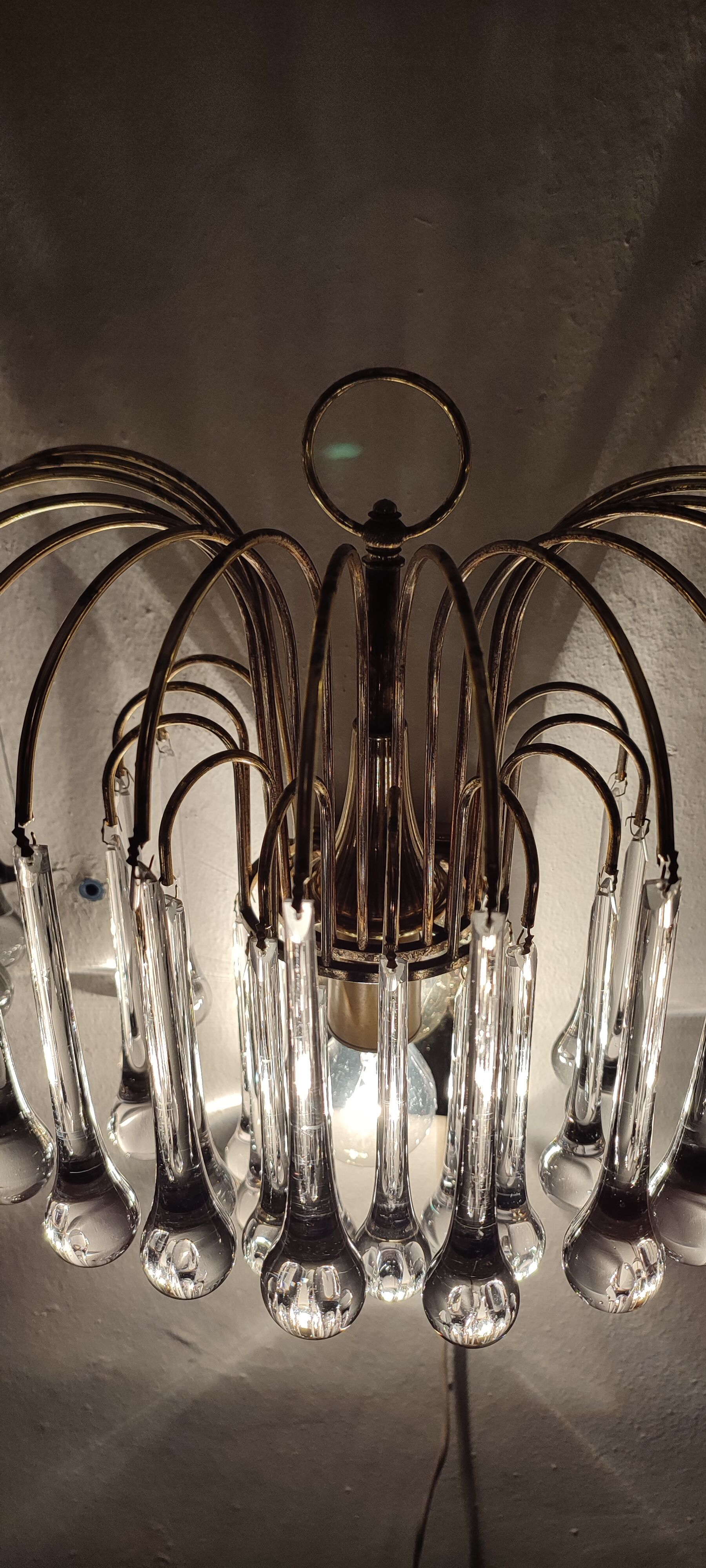 Wall lamp "Venini" of crystals. Italy 1970s