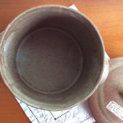 Pot with lid e-mail old sandstone of Vallauris - handmade