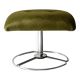 Swivel tulip stool / footrest in khaki green velvet, 1970s design