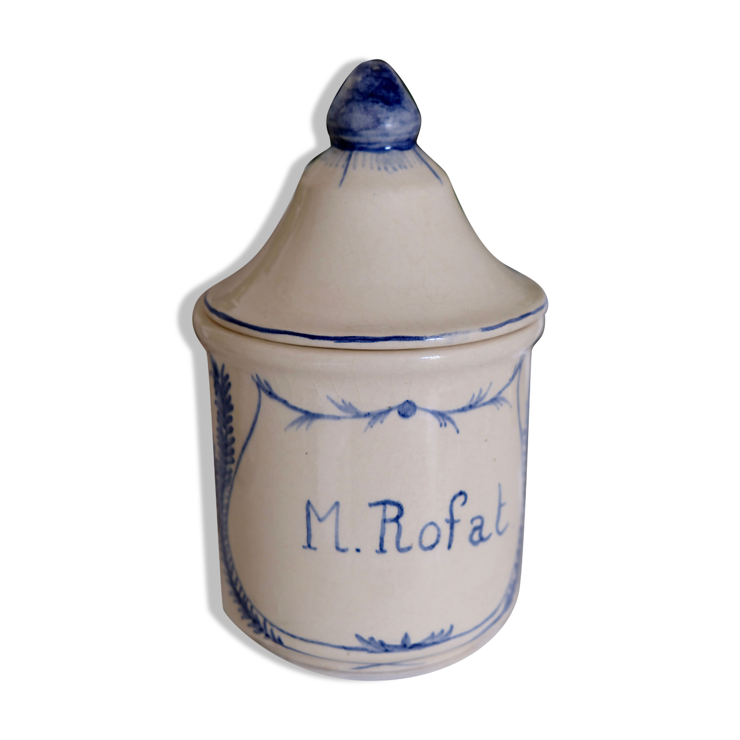 Personalized medicinal herb pot in hand-painted ceramic