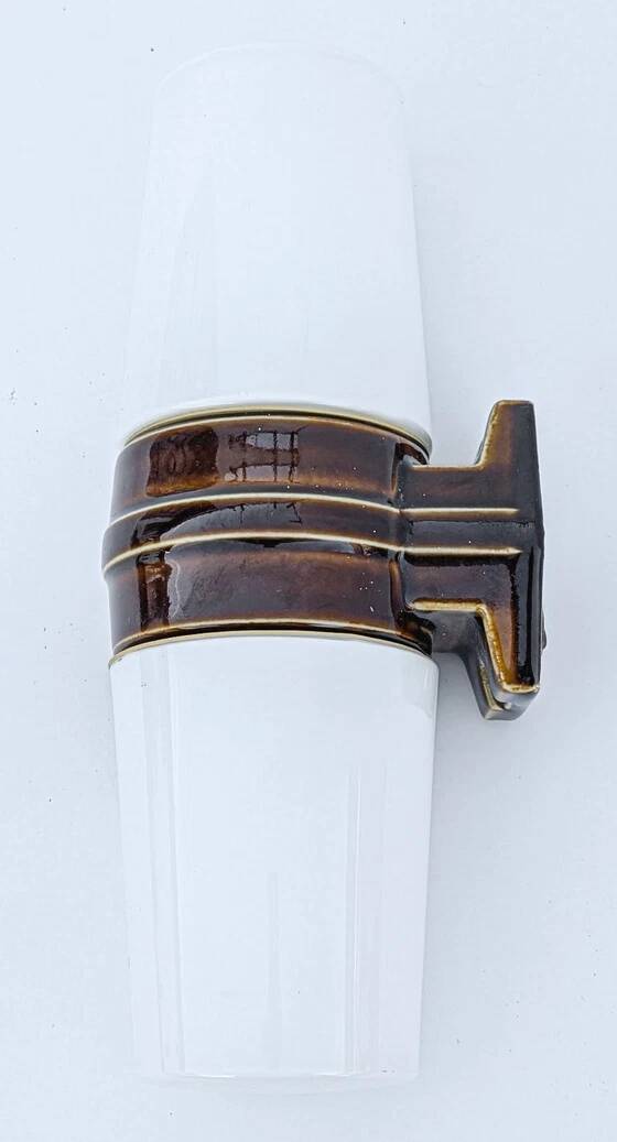 Double wall lamp in brown porcelain Model 6065 by Sigvard Bernadotte for Ifö – 1960s