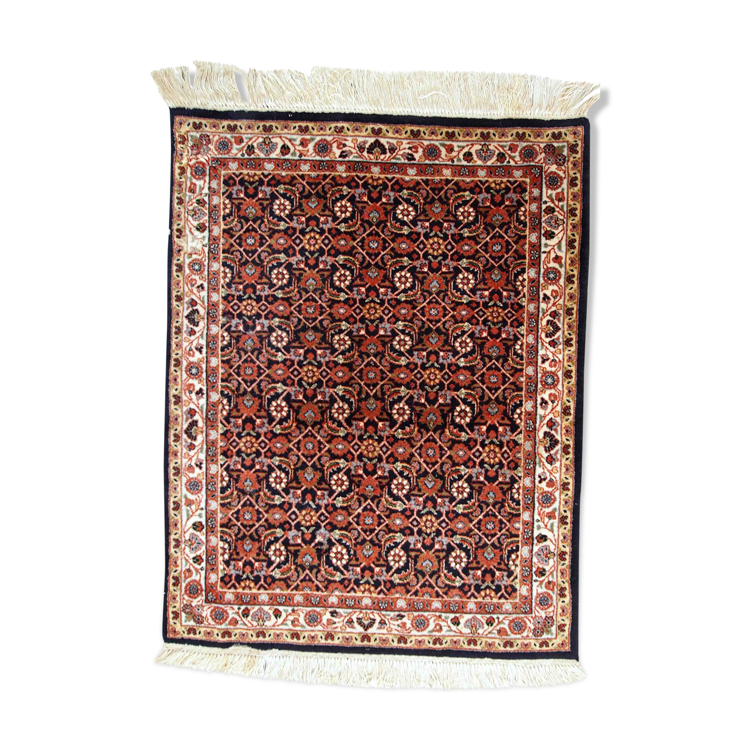 Vintage indian carpet tabriiz handmade 100cm x 130cm 1980s, 1c718