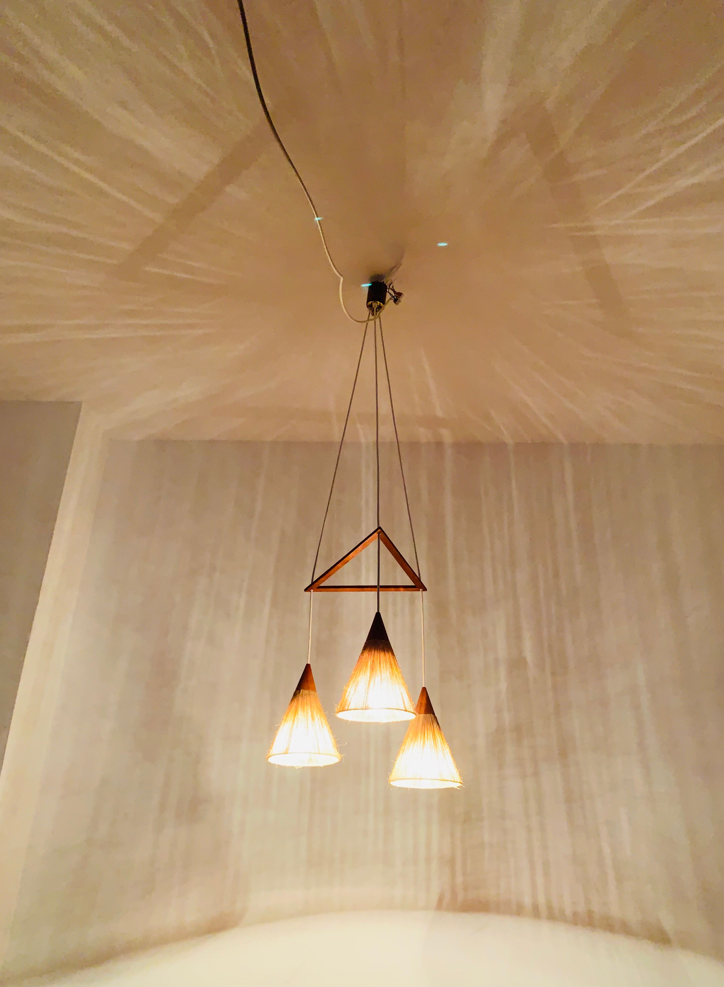 Teakwood and Sisal Cascading Lamp by Temde