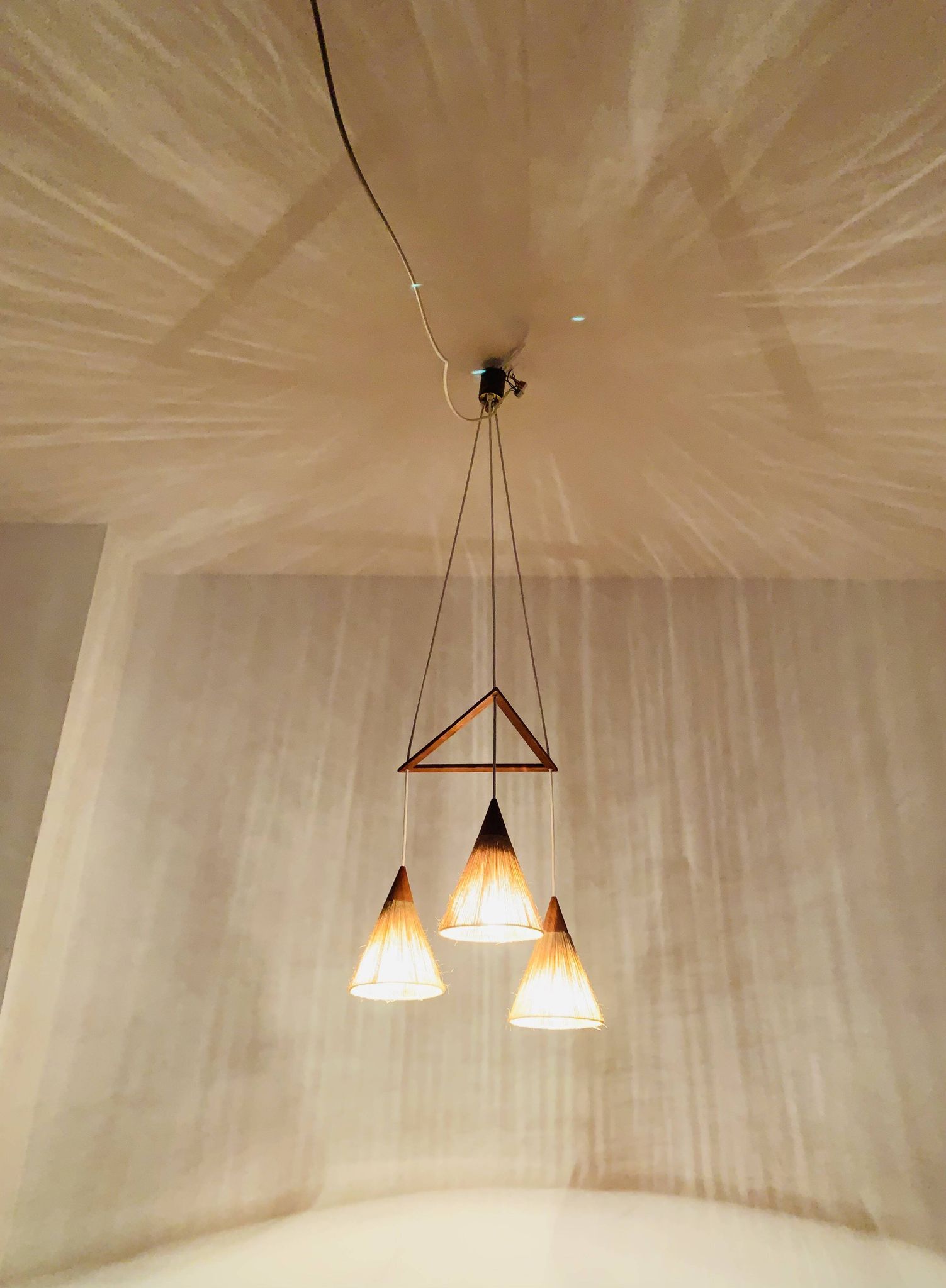 Teakwood and Sisal Cascading Lamp by Temde
