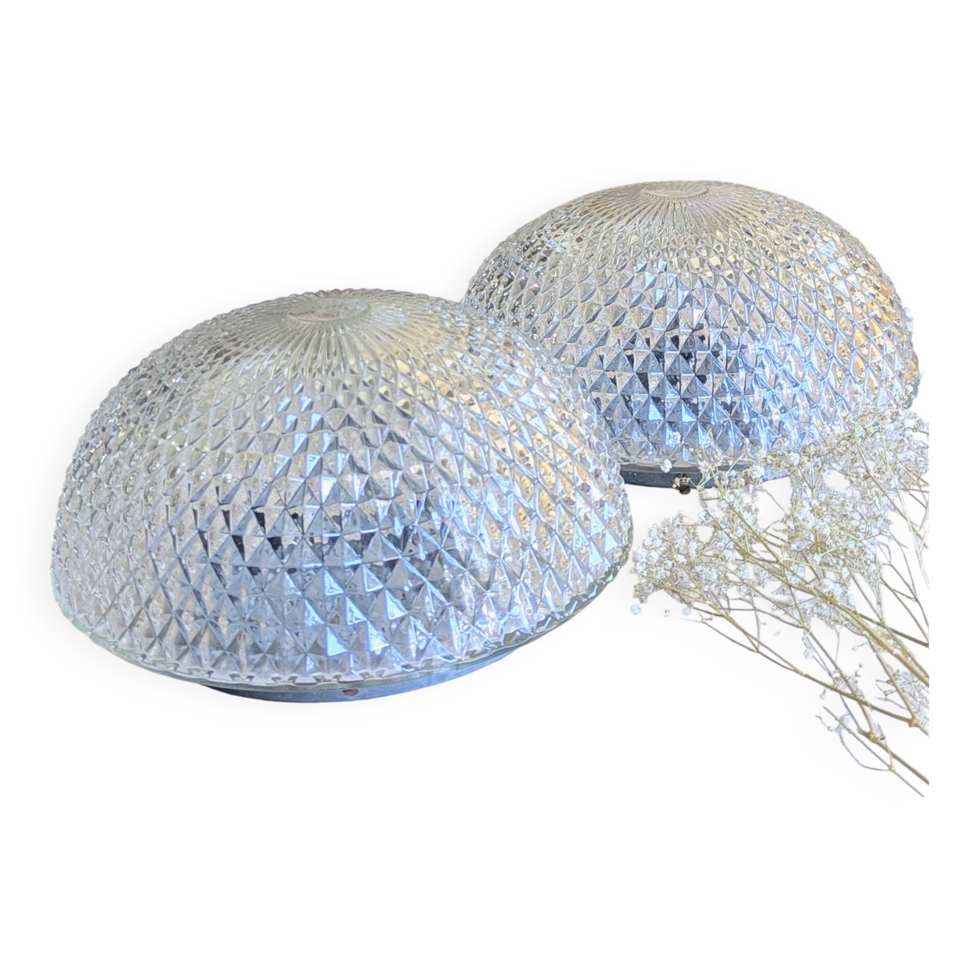 Set of 2 diamond point ceiling lights (L-0185-2)