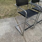 Mid-century tubular bar stools, set of 2