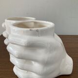 Vintage vase Enamelled ceramic hands 70s