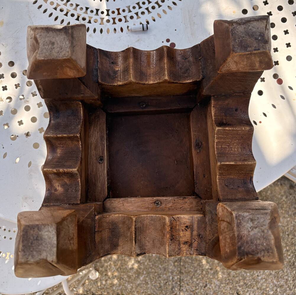 Carved wooden opium holder, traditional Asian style.