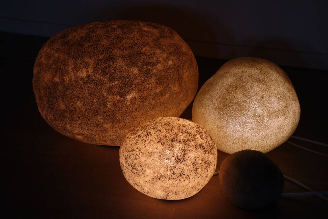 Set of 4 “Dora” model rock lamps by André Cazenave for Atelier A, 1960