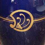 Vase 30s blue of Sèvres and gold Ste Radégonde or Tours Pinon (unsigned)