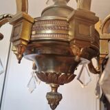 Lucien Gau, bronze worker since 1860 - Bronze chandelier with crystal pendants