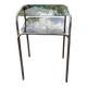 Vintage side table in chromed metal and smoked glass - modernist style