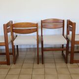 4 vintage brutalist chairs, reupholstered in cotton/linen.