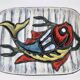 Magnificent vintage rectangular dish in glazed ceramic.