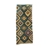 Vintage Turc Kilim 252x106 cm Laine Kelim Rug Large Vert Bleu Beige Runner