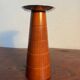 Pair of Guy Degrenne wooden and stainless steel candlesticks