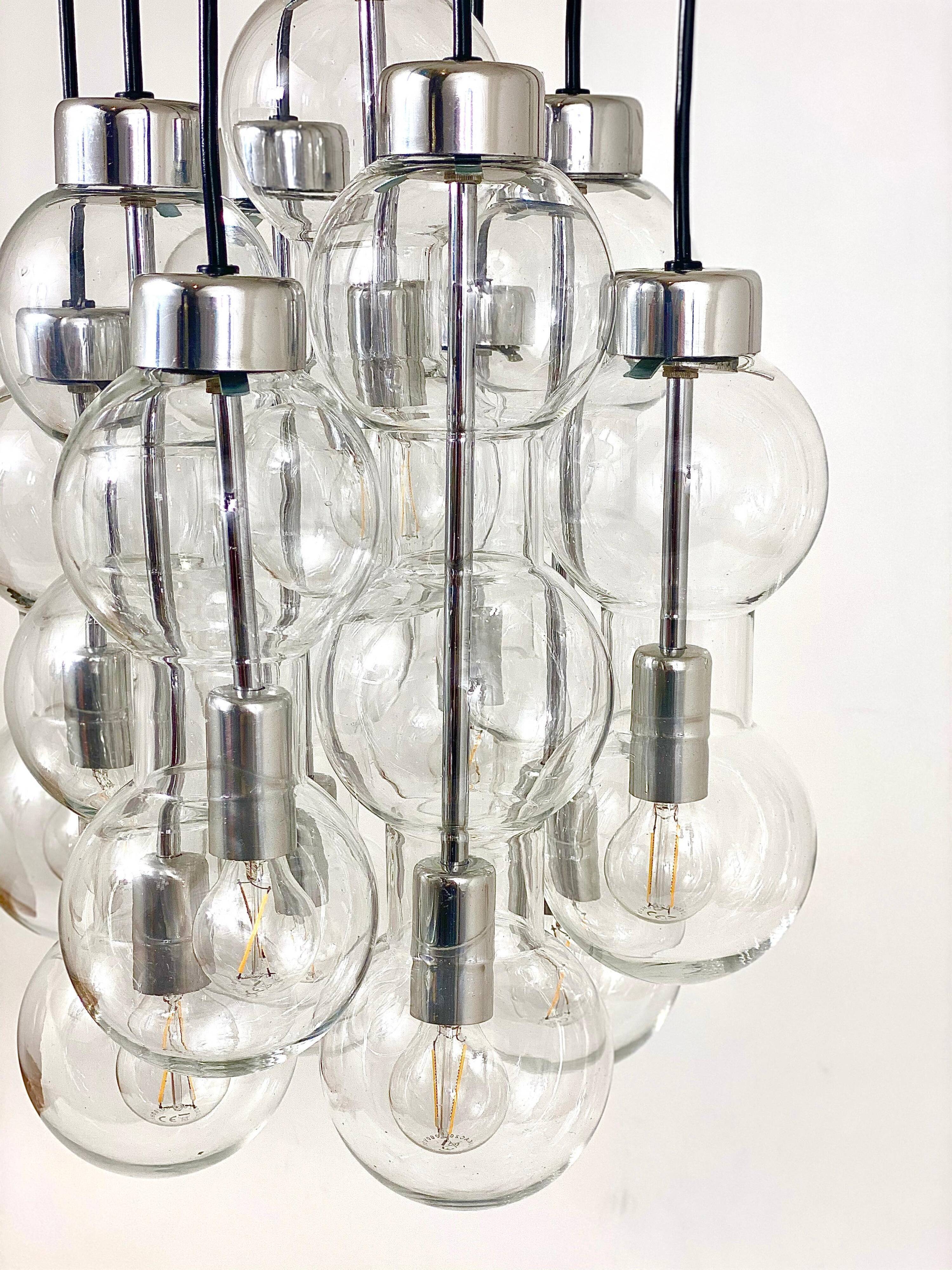 Impressive cascading hourglass chandelier Doria, Space Age, Germany, 1960s.