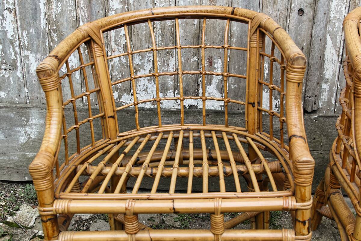 Paire de fauteuils en rotin, made in Italy