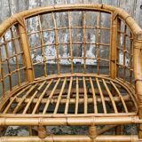 Pair of rattan armchairs, made in Italy