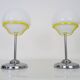 Pair of Space Age table lamps in chromed metal with opaline globe. 1970s