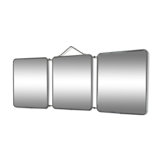 Vintage mirror 1960 triptych barber Arpin ivory - 28 x 70 cm