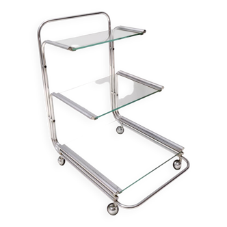 Postmodern Serving Cart by Fontana Arte with Three Glass Shelves, Italy