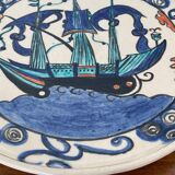 Iznik dish caravel decoration mid-20th century CB marking