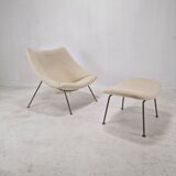 Chaise Oyster avec pouf par Pierre Paulin pour Artifort, années 1960