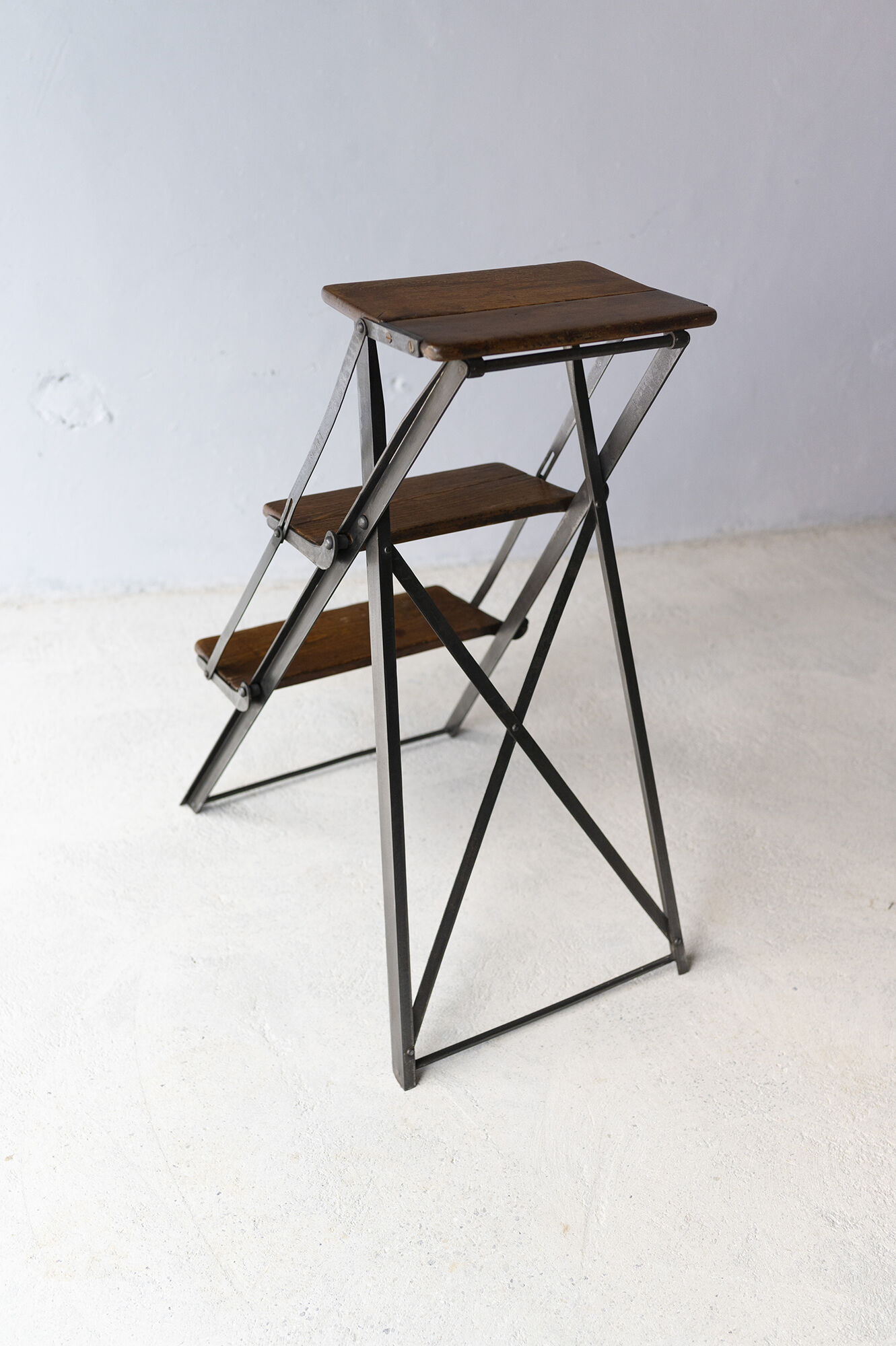 Old wood and metal stepladder