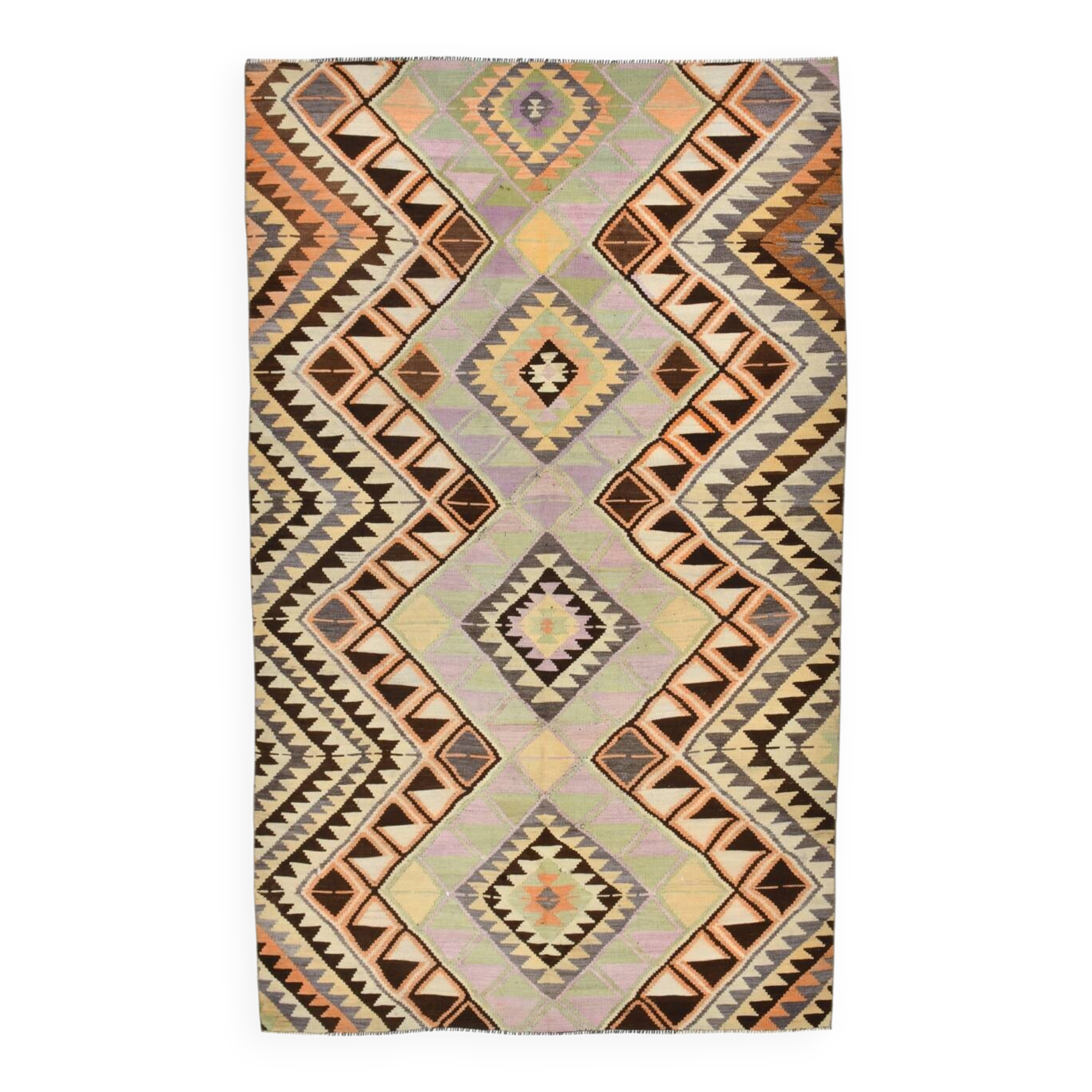 Yellow & Brown Turkish Kilim Rug, 172x284Cm